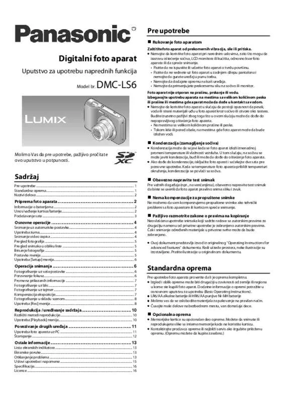 Mode d'emploi PANASONIC DMC-LS6