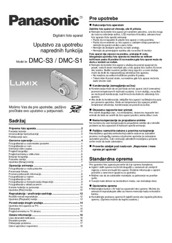Mode d'emploi PANASONIC DMC-S3