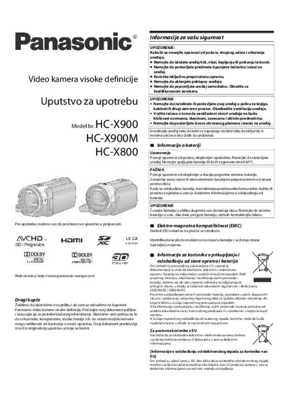 Mode d'emploi PANASONIC HC-X900M