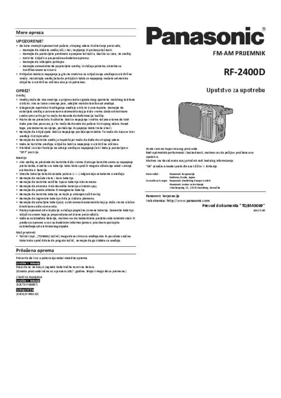 Mode d'emploi PANASONIC RF2400D