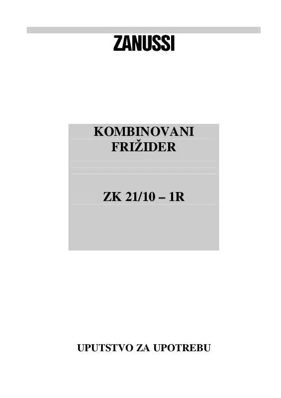 Mode d'emploi ZANUSSI ZK21/10R
