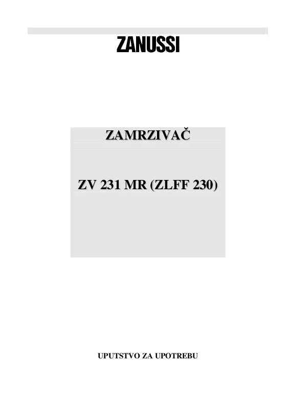 Mode d'emploi ZANUSSI ZV231MR