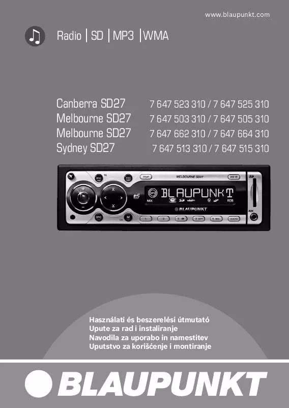 Mode d'emploi BLAUPUNKT CANBERRA SD27 GREEN