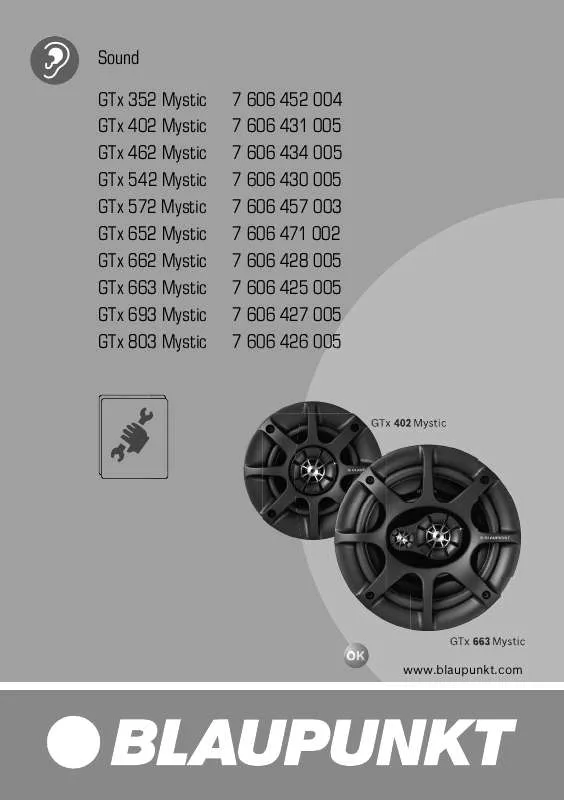 Mode d'emploi BLAUPUNKT GTX 663 MYSTIC SERIES