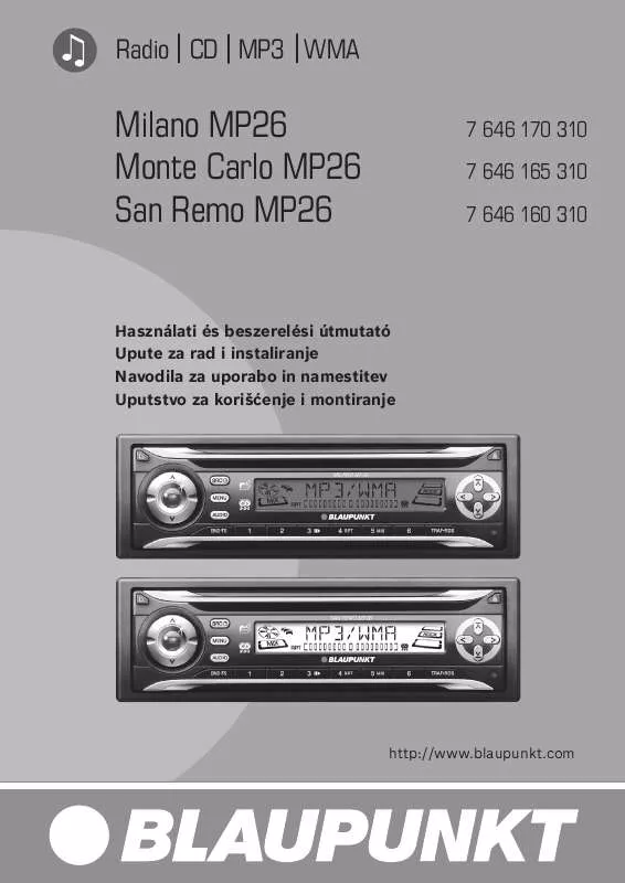 Mode d'emploi BLAUPUNKT MONTE CARLO MP26