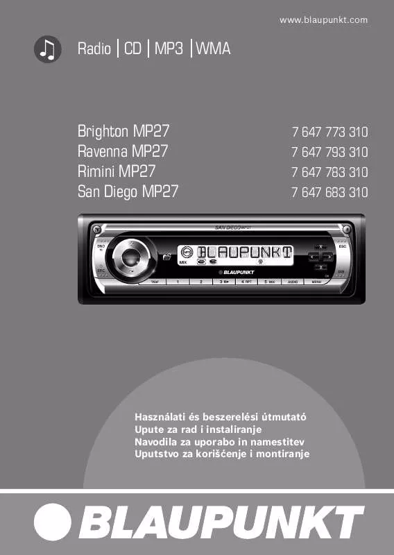 Mode d'emploi BLAUPUNKT RAVENNA MP27 GREEN