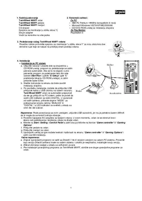 Mode d'emploi GENIUS TWINWHEEL 900FF