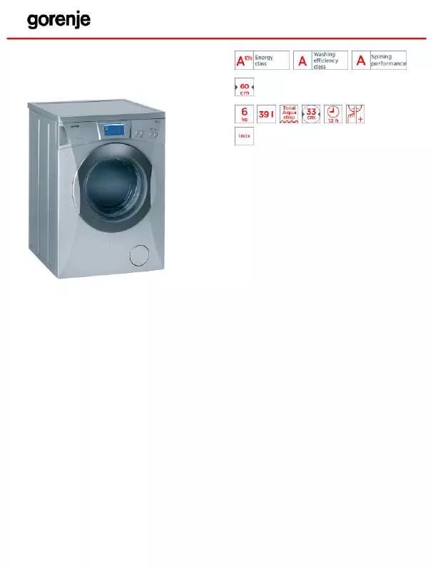 Mode d'emploi GORENJE WA65205AL