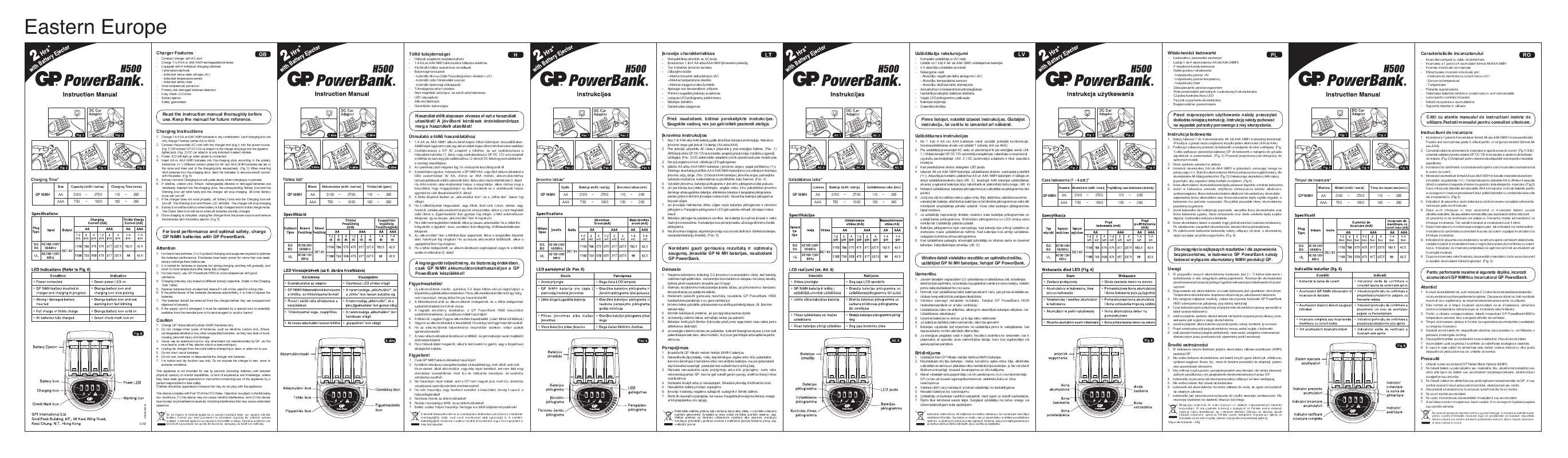 Mode d'emploi GP BATTERIES H500