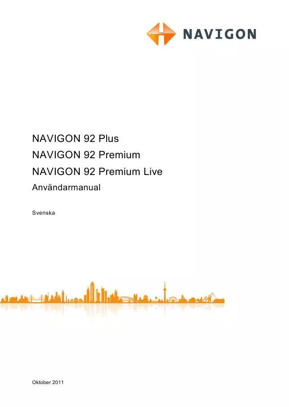 Mode d'emploi NAVIGON 92 PREMIUM LIVE