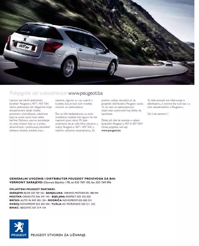 Mode d'emploi PEUGEOT 407 SW