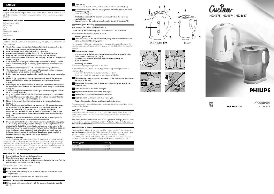 Mode d'emploi PHILIPS HD4674