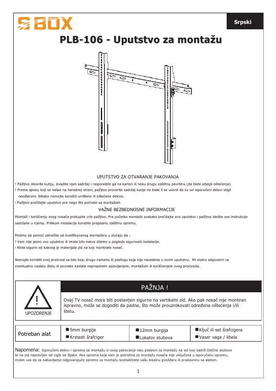 Mode d'emploi S BOX PLB-106