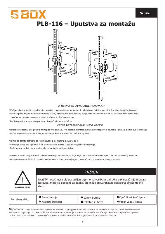 Mode d'emploi S BOX PLB-116