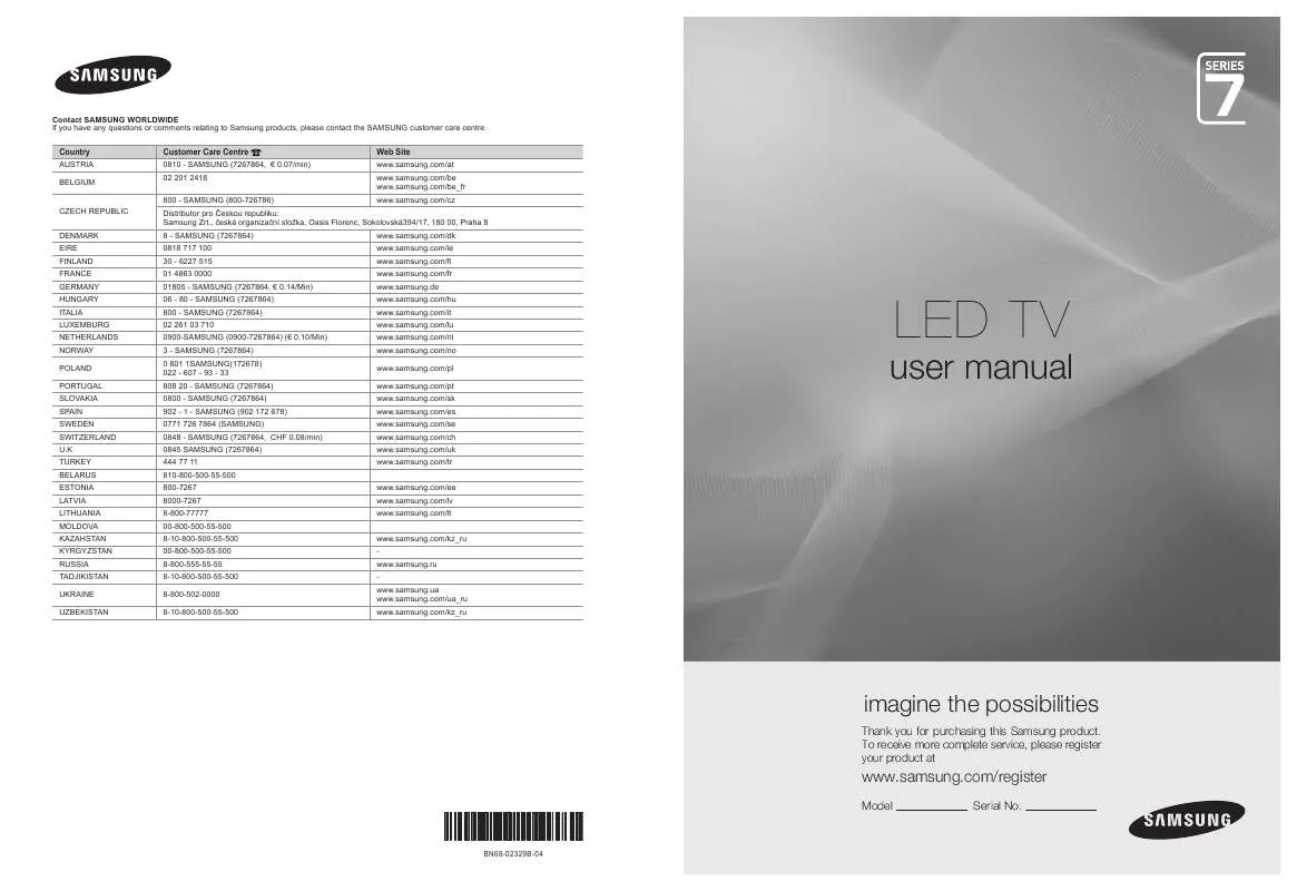 Mode d'emploi SAMSUNG UA55B7000WW