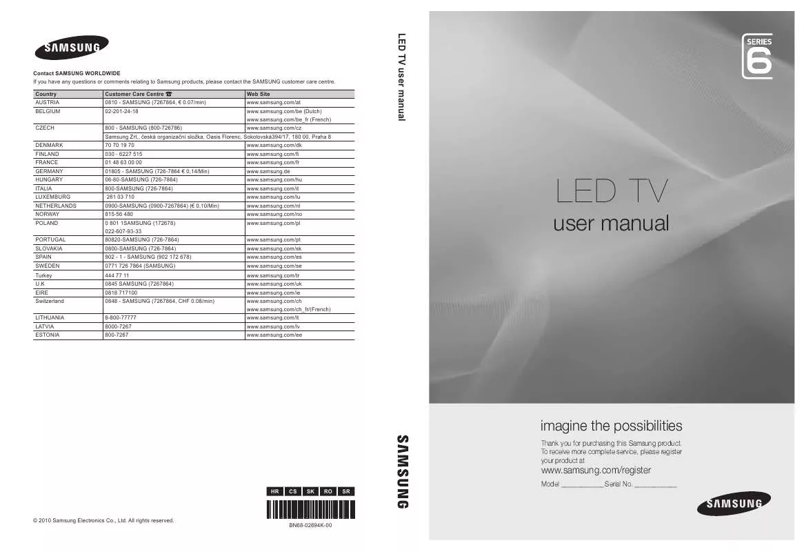 Mode d'emploi SAMSUNG UE-37C6500