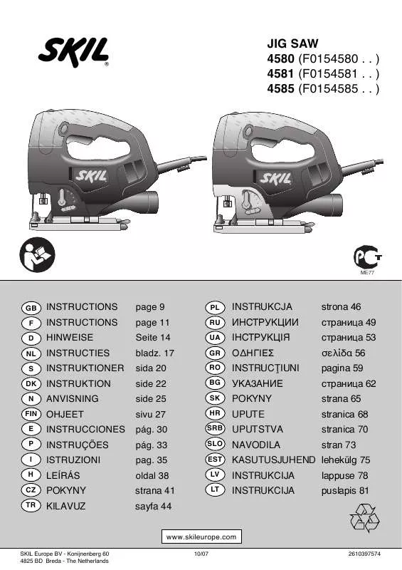 Mode d'emploi SKIL 4580